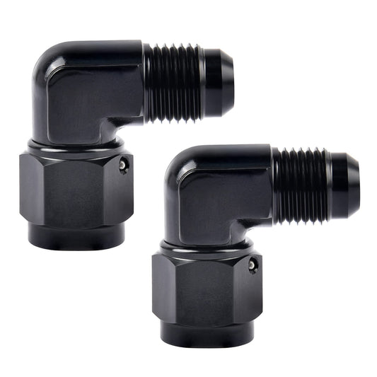 EVIL ENERGY 8AN Female to AN8 Male Flare 90 Degree Swivel Fitting Adapter Aluminium Black 2PCS