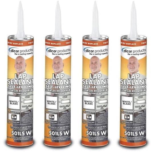 Dicor 501LSW-1, Lap Sealant Self-Leveling, White, 10.3 Ounce Tube (4)